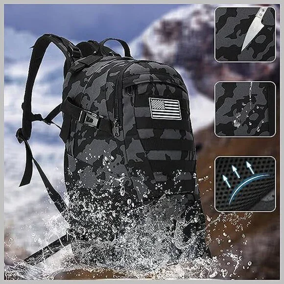 Tactical Backpack for Men Hiking Day Pack Molle Military Rucksack Grey